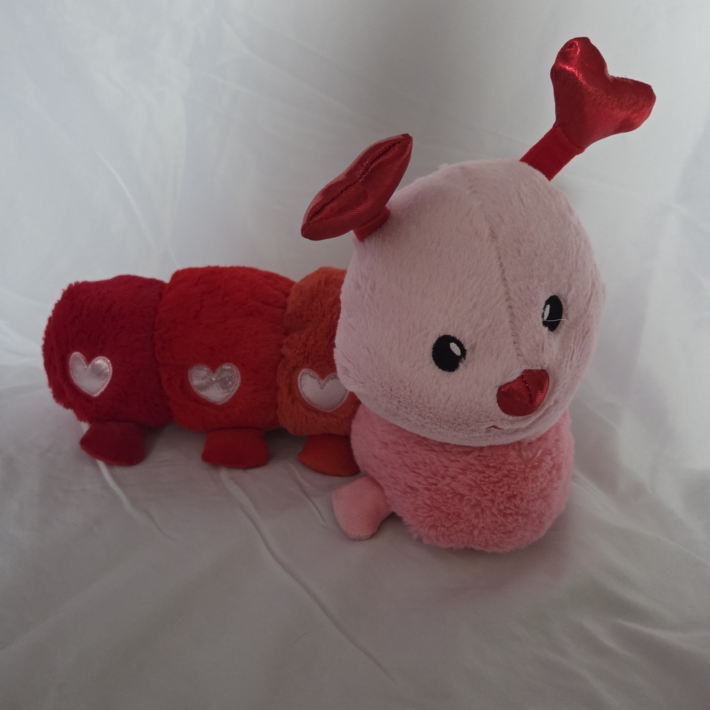 Cute Pink and Red Valentine's Caterpillar Plush